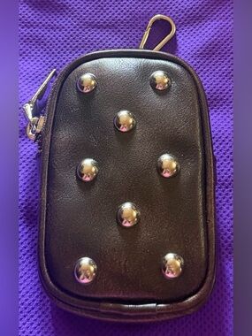 Brown Studded Leatherette Holster with Clip